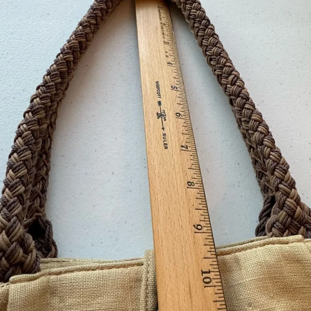 J. Jill Women’s Tan Linen Woven Tote Hobo Hand Bag